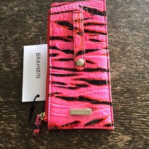 Brahmin NWT Pink Feline Credit Card wallet